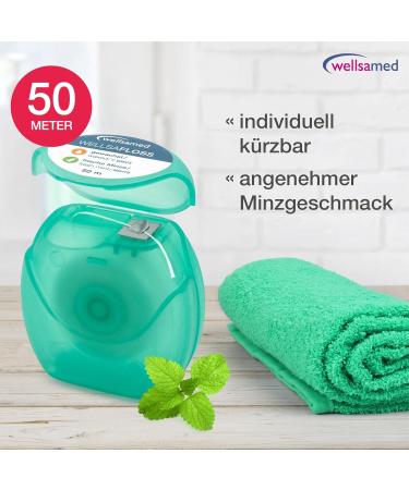 Wellsamed Dental Floss 50m Dispenser - Mint Flavour 3 Pieces - Essential Interdental Cleaning for Healthy Teeth - Buy Online on GoSupps.com