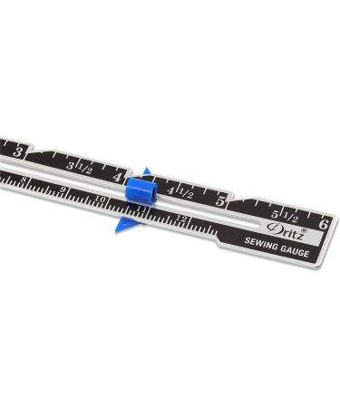Dritz Sliding Marker Sewing Gauge - Nickel with Black Printing and Blue Slider - Buy Online on GoSupps.com