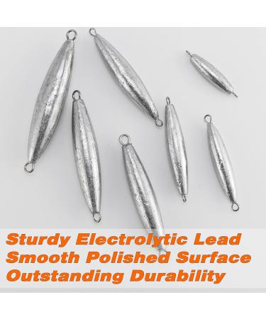 Dr.Fish 5 Pack Torpedo Lead Inline Fishing Sinkers 1oz-8oz - Bottom Fishing Weights for Freshwater - Double Ring Design - 5pcs 2oz-5 Pack - Buy Online on GoSupps.com