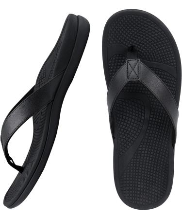Everhealth Women's Orthotic Flip Flops - Arch Support Sandals for Plantar Fasciitis & Flat Feet - Black (Size 8) - Buy Online on GoSupps.com