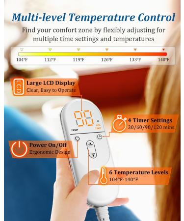 HOERMIGON Heating Pad for Neck and Shoulders and Back - Blue - Buy Online on GoSupps.com