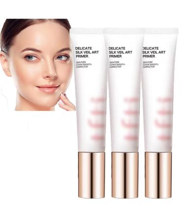 Smooth Concealer for Skin Pore Coverage, Delicate Silk Voile Art Base 30ml, Invisible Pore Base for Oil Control, Face Makeup Base (3PCS)