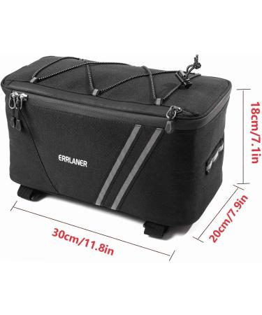 Insulated Bicycle Rack Rear Carrier Bag | 11L Capacity | Reflective MTB Pannier Shoulder Bag with Rain Cover - Black - Buy Online on GoSupps.com