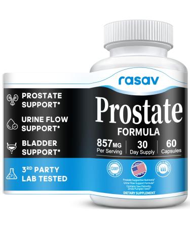 Rasav Prostate Health Supplement for Men with Saw Palmetto, Pygeum, Nettle & Pumpkin Seed, DHT Blocker - Helps Support Urinary Tract Health and Prostate Function, 60 Capsules 60 Count (Pack of 1)