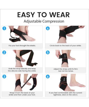 AVIDDA Ankle Support 2 Pack Adjustable Ankle Brace for Sports Elastic Compression Ankle Strap for Sprained Ankle Achilles Tendon Running Orange - Buy Online on GoSupps.com