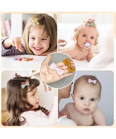 20Pcs Handmade Baby Hair Clips - Anti-Skid Crocodile Clips with Cotton Linen Bows for Girls | Toddler & Kids Hair Accessories in 10 Color Pairs - Buy Online on GoSupps.com