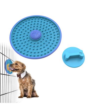 Lick Mat for Dogs,Dog Cage Training Tools for Secures to Crate Peanut Butter Crate Lick Plate,Dog Kennel Therapy Training Slow Feeder Dog Lick Pad for Boredom & Anxiety Reduction Blue
