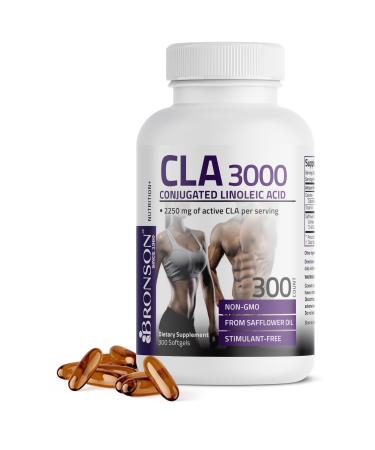 Bronson CLA 3000 Extra High Potency Supports Healthy Weight Management Lean Muscle Mass Non-Stimulating Conjugated Linoleic Acid 300 Softgels 300 Count (Pack of 1)