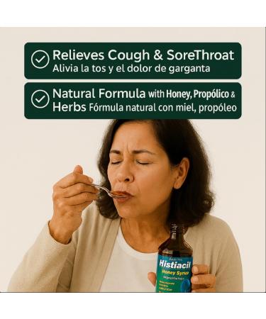 Histiacil NAT Honey Syrup Natural Cough & Sore Throat Relief with Honey Propolis Eucalyptus Elderberry & Mint Immune Support 7.44 fl oz for Adults & Kids Ages 4+ - Buy Online on GoSupps.com