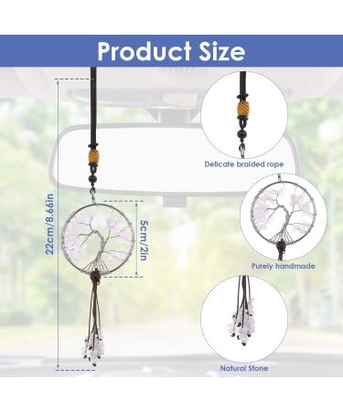 Shop Cobee Tree of Life Hanging Ornament for Car Mirrors | 7 Chakra Stones | Reiki & Good Luck Decoration for Cars & Windows (White/Pink) - Buy Online on GoSupps.com