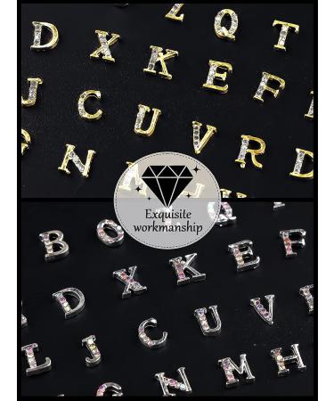 52Pcs Rhinestone Letters Nail Studs - Gold Silver 3D Alphabet Charm for DIY Manicure - Women's Nail Jewelry & Crafts - Buy Online on GoSupps.com