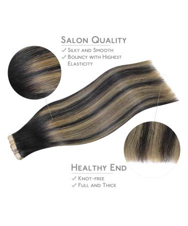 Real Hair Tape Extensions - 40PCs 100g 16 Inch Balayage Natural Black to Light Blonde | Invisible Tape-in Extensions - Buy Online on GoSupps.com