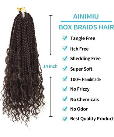 Ainimiu 14 Inch Goddess Box Braids Crochet Hair Bohomian Crochet Box Braids Curly Ends 8 Pack Crochet Braids Synthetic Braiding Hair Extension Black 14 Inch(Pack of 8) 4# - Buy Online on GoSupps.com