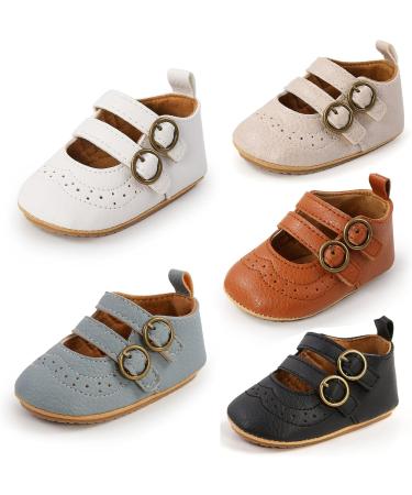 Baby Girls First Walking Shoes Mary Jane PU Leather Anti-Slip Princess Shoes - F Blue (0-6 Months) - Buy Online on GoSupps.com