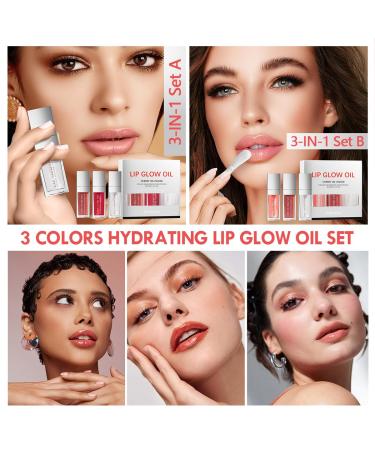 Buy Hydrating Lip Glow Oil - Plumping Tinted Lip Gloss | Long Lasting Moisturizing Lip Care (Set B) - 3 Colors Available | Ideal for International Shipping - Buy Online on GoSupps.com