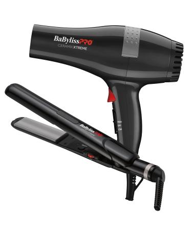 BaBylissPRO Ceramix Xtreme Styling Duo with 1 inch Ceramic Flat iron and Ceramic Hairdryer