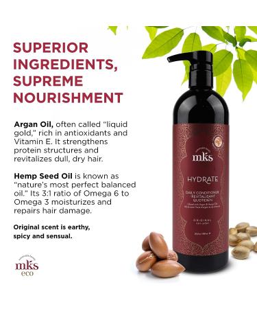 MKS Eco Hydrate Conditioner - 25 fl oz - Nourishing Hair Care with Moroccan Argan Oil & Hemp Seed Oil - Vegan & Cruelty Free - Buy Online on GoSupps.com