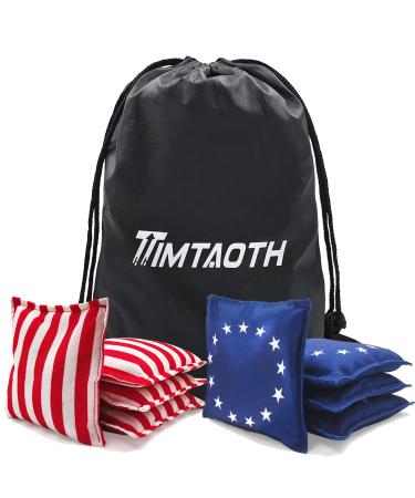 Cornhole Bags Set of 8 Regulation Professional Corn Hole Beans Bags for Tossing Game Premium All-Weather Resistant Cornhole Bean Bags with Tote Bag Standard Corn Hole Bags Betsy Ross American Flag