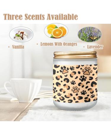 Vanilla Candles for Home - Aromatherapy Scented Jar Candles | 7 oz Long-Lasting Gift Set for Women - Leopard Print with Cat Paw Pattern - Buy Online on GoSupps.com