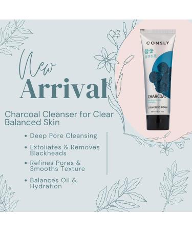 CONSLY Charcoal Face Wash Deep Cleansing Foam for Oily & Combination Skin, Gentle Exfoliating Cleanser for Pore Care & Shine Control, 100ml - Buy Online on GoSupps.com