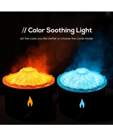 300ml Essential Oil Diffuser - Volcano Flame Aromatherapy Humidifier with Remote Control Timer & Night Lights - Perfect for Home & Office (Dark Wood Grain - Buy Online on GoSupps.com