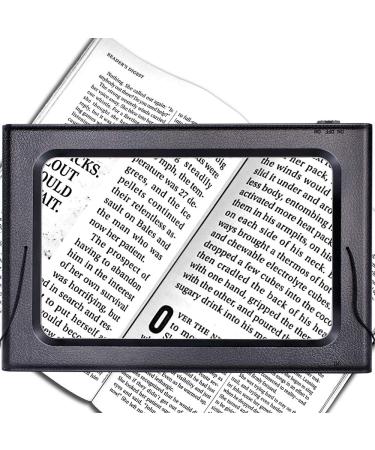 3X Full Page Magnifying Glass Reading Magnifier with 6 LED Lights Handheld Hands-Free Magnifier with Stand & Lanyard PVC Material Ideal for Low Vision, Seniors, Reading Books, Newspapers