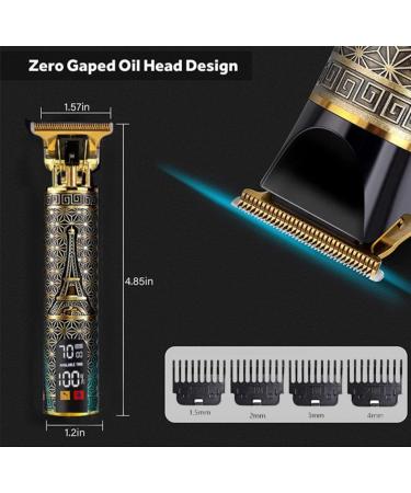 Vintage Beard & Hair Trimmer Set | LCD Display 4 Guide Combs Gold/Black - International Shipping Available - Buy Online on GoSupps.com