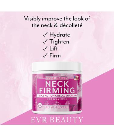 EVR BEAUTY Anti Aging Neck Firming Cream with Collagen & Hyaluronic Acid - Hibiscus & Honey Formula for Sagging Skin, Wrinkles, Double Chin - 4oz - Buy Online on GoSupps.com