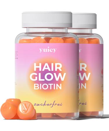 Yuicy biotin hair gummy bears - 120 pcs. Extremely delicious & sugar -free hair vitamins - 10mg biotin rubber high -dose for hair growth skin & nails - hair glow 120 pieces - 2 packed sugar -free