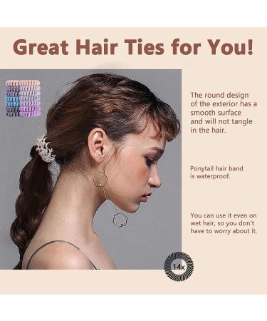 14 Pcs Women Ponytail Braid Hair Elastic Spiral Hair Ties - Multi-color Waterproof Coil Hair Accessories (Medium Size) - Buy Online on GoSupps.com