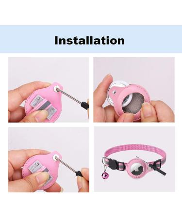 Mouyou AirTag Cat Neck Band - Adjustable reflective collar with bell | Soft nylon tracking collar (22-34cm) - Pink - Buy Online on GoSupps.com