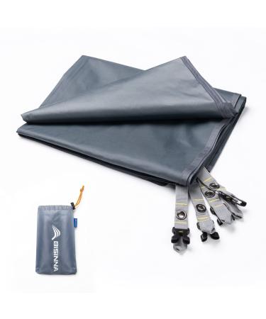 BISINNA Waterproof Camping Tarp Mutifunctional Tent Footprint for 1-2 Person Tent, Groundsheet Picnic and Beach Mat with Drawstring Carrying Bag for Picnic, Hiking and Other Outdoor Activities Grey 82.67x55