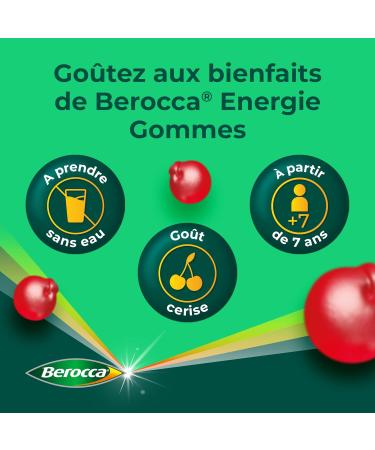 Berocca Energy Gums - Multivitamins Dietary Supplement - Source of Vitamins B* and Vitamin C - Reduces Fatigue Gives Energy to Everyday - Cherry Flavor - 120 Gums - Buy Online on GoSupps.com