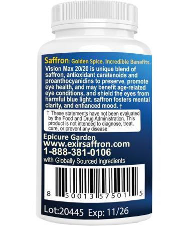 EXIR Eye Supplement | Lutein, Astaxanthin Zeaxanthin, Saffron | Supports Eye Health, Visual Comfort & Focus, VM20-60 Capsule 60 Count (Pack of 1) - Buy Online on GoSupps.com