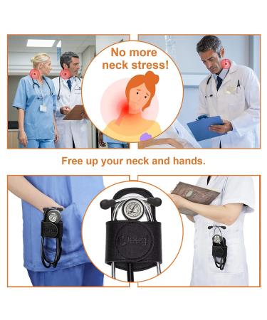 Premium Genuine Leather Stethoscope Holder Clip - Universal Fit for ADC MDF Littmann & More - Perfect for Physicians Nurses EMTs & Medical Students - Buy Online on GoSupps.com