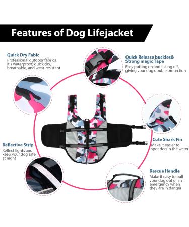 Alagirls Adjustable Dog Life Jacket - XXL Pink Camouflage | Perfect for Swimming & Boating | Rescue Handle Included - Buy Online on GoSupps.com