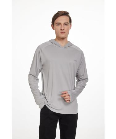 HUAKANG Men's Long Sleeve Hooded Rashguard - UPF50+ Sun Protection Fishing & Surfing Shirt in Gray & Blue - Buy Online on GoSupps.com