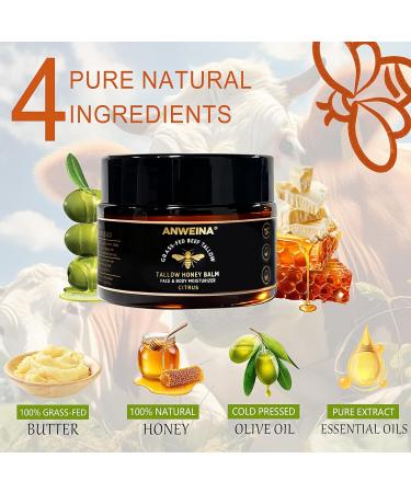  Lawqiny Beef skin balm beef and honey balm face and body cream 100% grass-fed beef tallow deeply nourishing face and body treatment absorbs - Buy Online on GoSupps.com