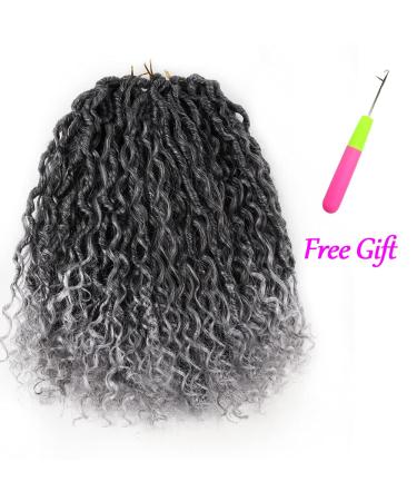 6 Packs Goddess Curly Locs Crochet Hair 14 Inch Faux Boho Hippie River Locs for Black Women - T1B/Gray - Buy Online on GoSupps.com