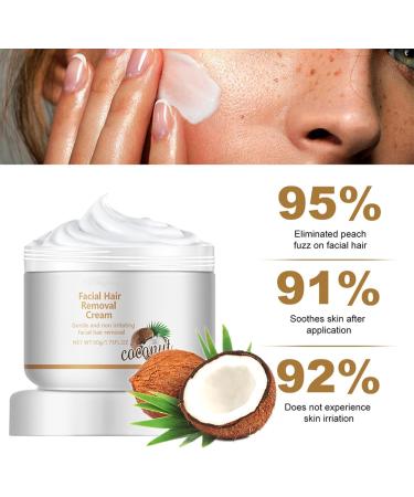  BAInuai Hair Removal Cream for Face 50g Coconut Lip Chin for Women for Sensitive Body Skin Gentle Non-Irritating Hair Removal Cream (1PCS) - Buy Online on GoSupps.com