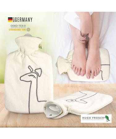 Burst Resistant Hot Water Bottle with Fleece Cover - Pain Relief for Muscle Aches, Menstrual Cramps & Flu Symptoms - 1.8 L White Deer Design - Buy Online on GoSupps.com