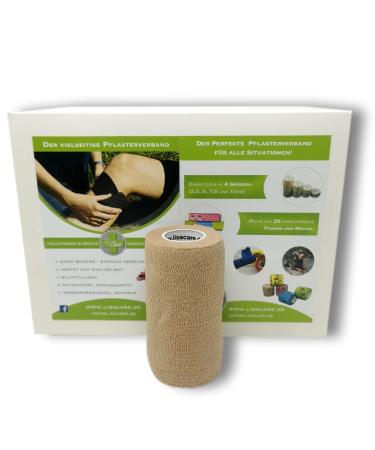 LisaCare set of 12 fixation bandages 10 cm in beige - self-adhesive bandage - animal bandage - adhesive bandage for dog horse cat (beige)