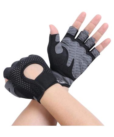 Flintronic fitness gloves breathable training gloves with microfiber fabric non-slip silicone gym gloves weight lifting gloves sports gloves for women men black-1 l
