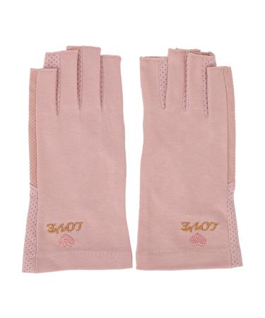 OKJHFD Manicure Gloves UV Protection Stretchy Breathable Fingerless Fiber Cotton Nail Lamp Gloves Gel Manicure Gloves Hand Skin Protection BLocking for Home Salon (Pink2)