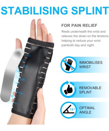 AOOWU Adjustable Wrist Support Brace with Metal Splint - Pain Relief for Carpal Tunnel, Sprains, Tendonitis - Breathable Design - L Left - Buy Online on GoSupps.com