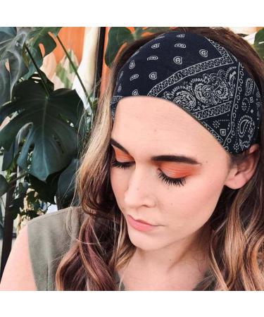 YBSHIN Boho Bandeau Headbands Black Wide Knot Hair Scarf - Pack of 3 Set 2 - Buy Online on GoSupps.com