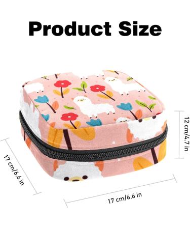 Alpaca Flower Pattern Menstrual Cup & Pad Storage Bag | Travel-friendly Organizer for Sanitary Napkins | Large Capacity & Portable Design in Color 1 - Buy Online on GoSupps.com