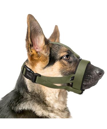 Heele muzzle for dog with headband dog muzzle blast no more dog muzzle. Adjustable loop dog muzzle Maulk rb against bite chewing muzzle for large dogs green XL XL (1 Pack) uni green