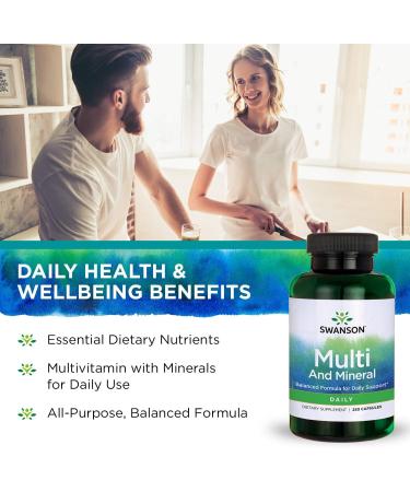 Swanson Daily Men's Women's Multivitamin Multimineral Health Supplement - 250 Capsules - Buy Online on GoSupps.com