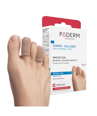 PODERM - Toe/Corns Protection Tubes - Patented Arnica Gel - Immediate Pain Relief - Prevents Calluses - 100% Natural Active Ingredients - Proven Effectiveness - Swiss Lab Size S